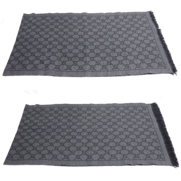 GUCCI GG pattern wool scarf, gray, men's - Picture 2 of 5